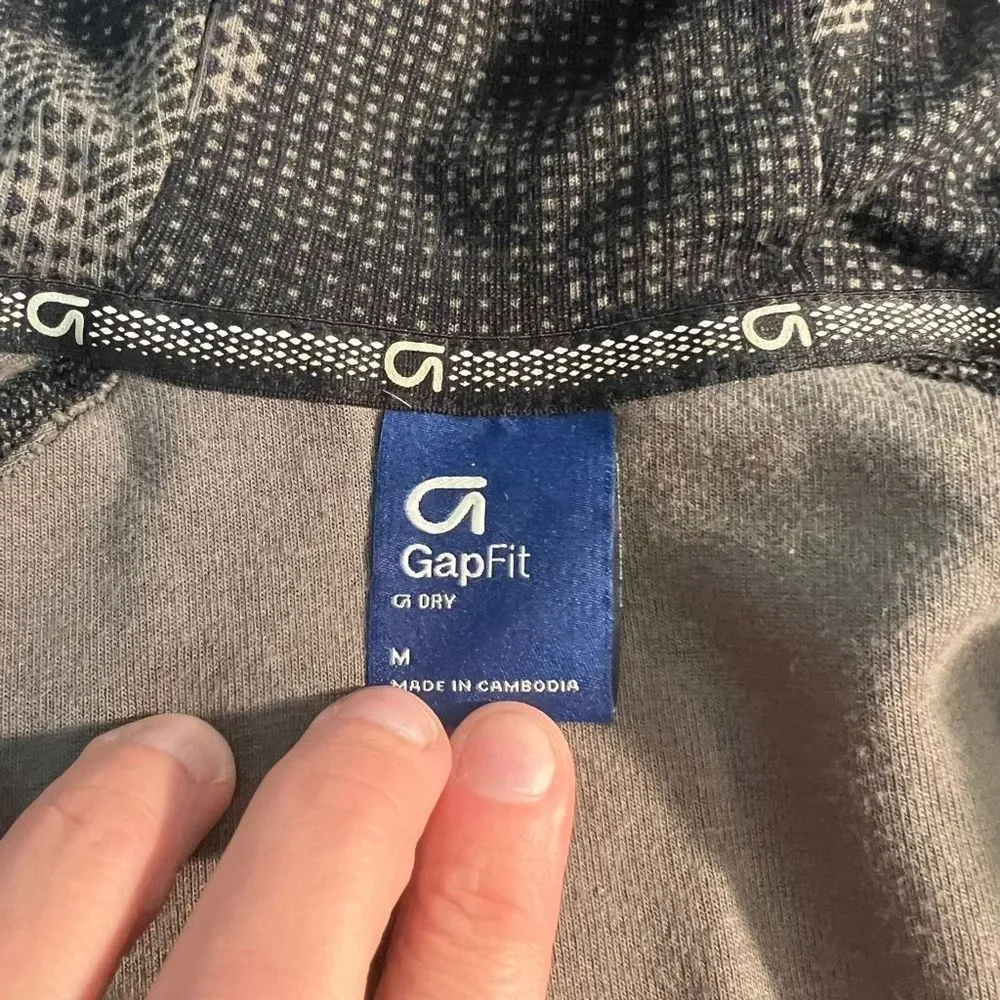 Gap Fit Dry Boy’s Activewear Hoodie Gray Black Boy’s Size Medium‎ (8/9) Full Zip